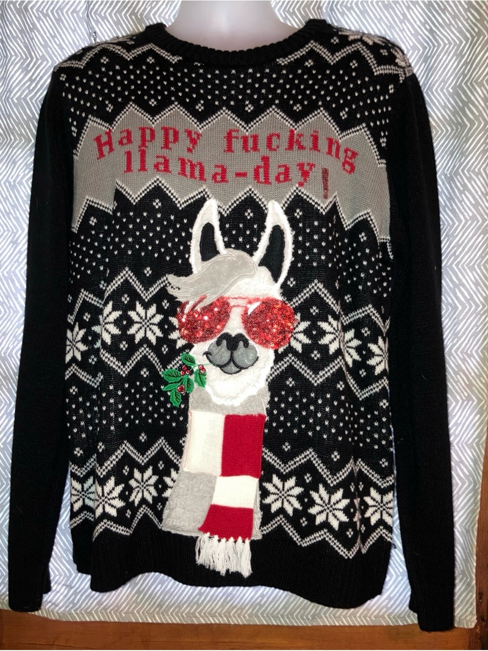 Spencer's Llama Day Christmas Sweater, Adult Size XL